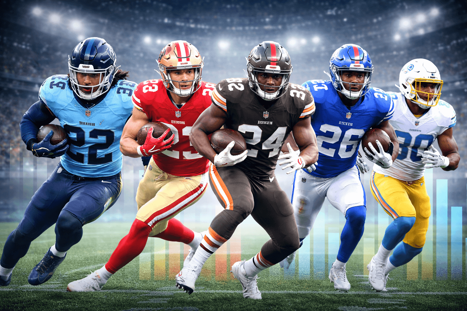 Percentage of games played over last five years by NFL running backs